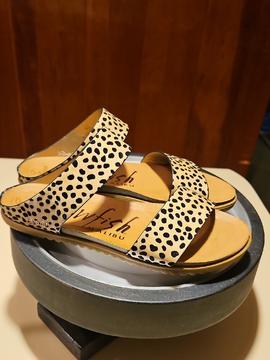 Blowfish Shoes - Blowfish Cream and Black Print Slide Sandals